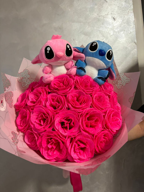 Buchet 51 Trandafiri Sapun Stitch Pink Dream