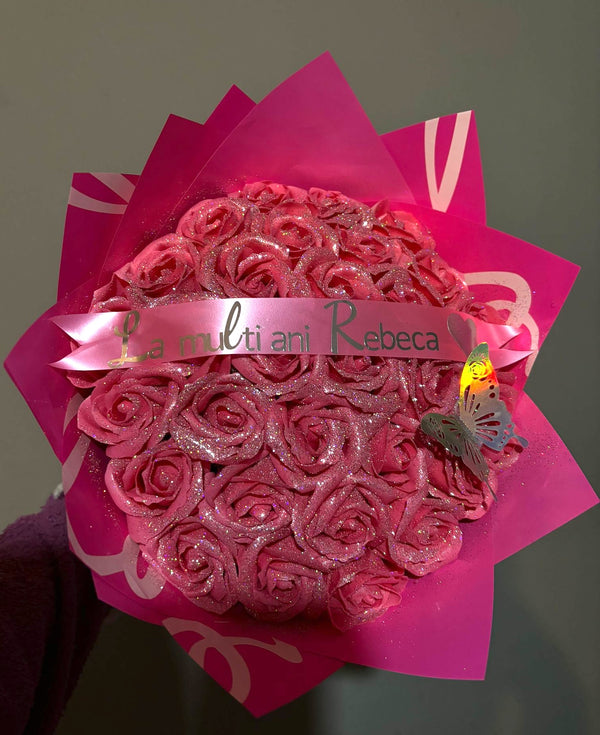 Buchet din 51 Trandafiri Pink Sparkle
