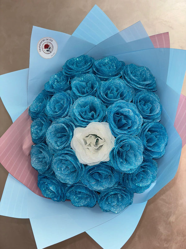 Buchet 24 Trandafiri Imperial Blue Hearts